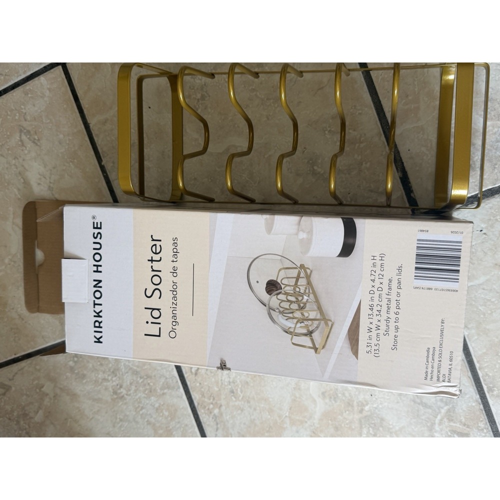 Kirkton House Lid Sorter Sturdy Metal Frame Gold Metal Lid Organizer